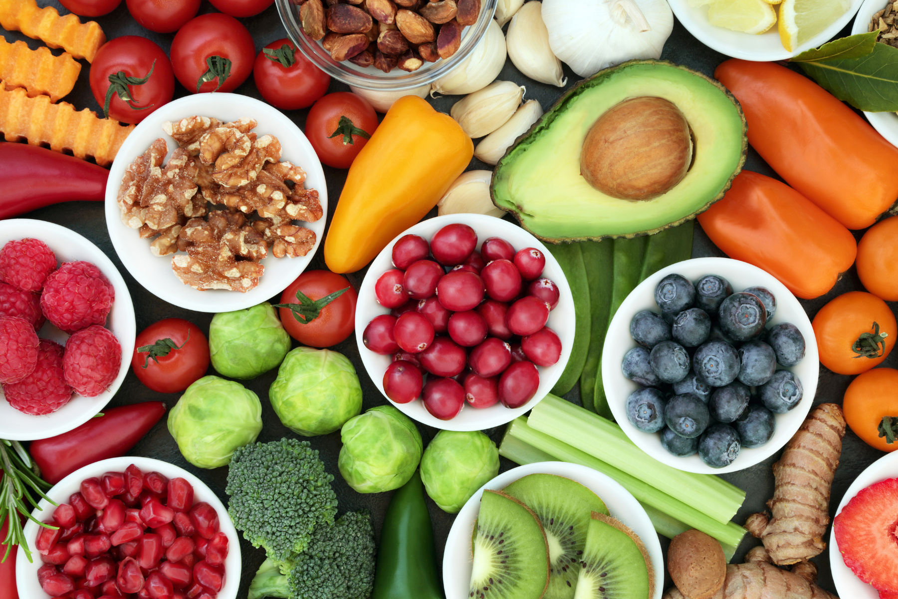 Zdjęcie owoców, warzyw i produktów spożywczych