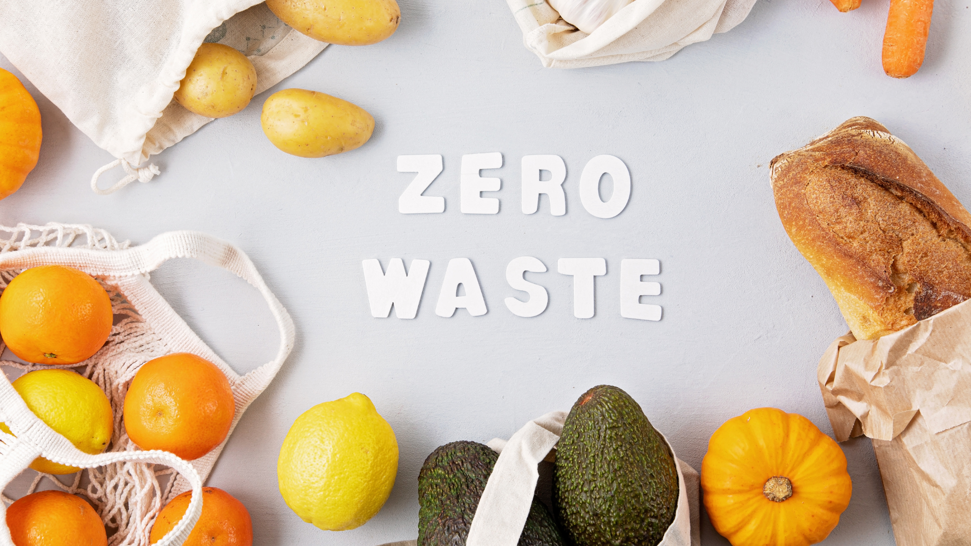 Grafika z napisem zero waste w ramce z produktów spożywczych