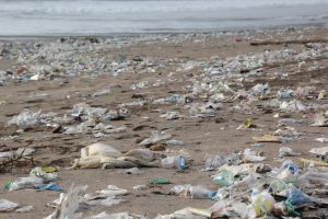 śmieci z plastiku na plaży